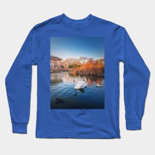 White swan and mandarin ducks Long Sleeve T-Shirt